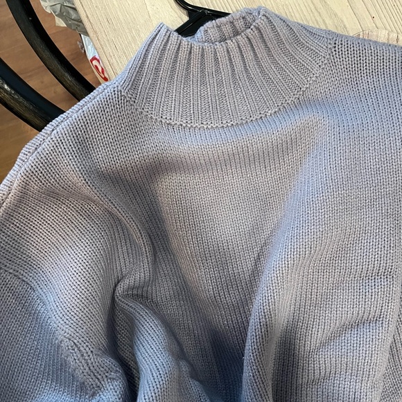 NWT WE WORE WHAT OVERSIZED MOCK NECK SWEATER. In a greyish blue purple color - Picture 7 of 8